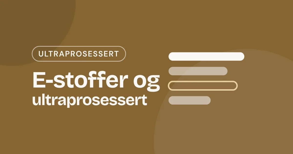 Omslag med teksten «E-stoffer og ultraprosessert» og en liste med fire linjer