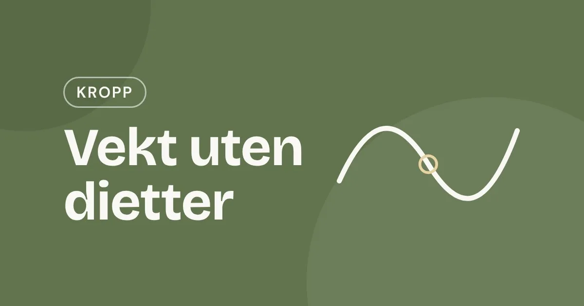 Omslag med teksten «Vekt uten dietter» og en myk bølgekurve