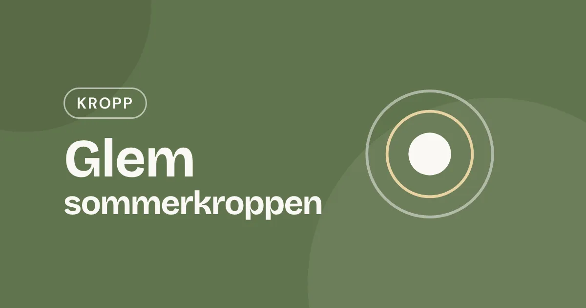 Omslag med teksten «Glem sommerkroppen» og tre ringer i hverandre