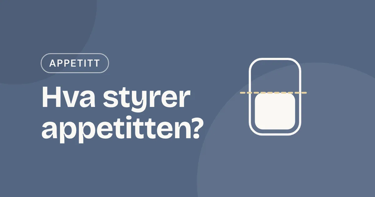 Omslag med teksten «Hva styrer appetitten?» og et glass som fylles