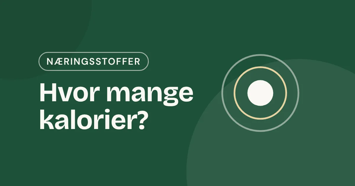 Omslag med teksten «Hvor mange kalorier?» og tre ringer i hverandre