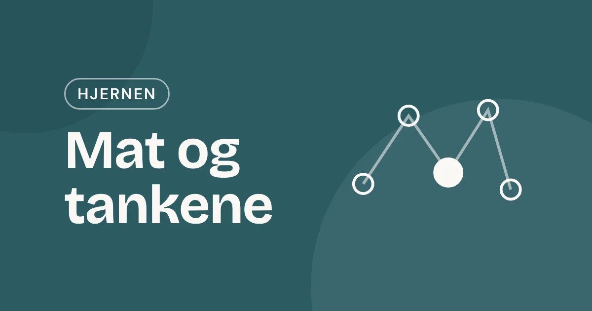 Omslag med teksten «Mat og tankene» og fem sammenkoblede prikker