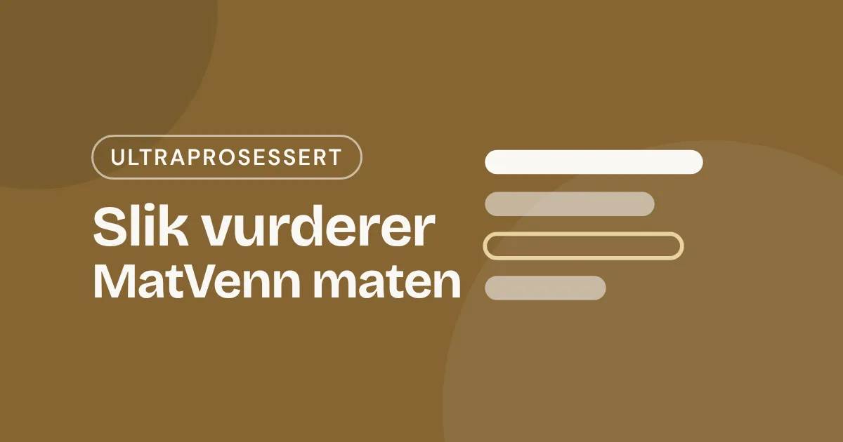 Omslag med teksten «Slik vurderer MatVenn maten» og en liste med fire linjer