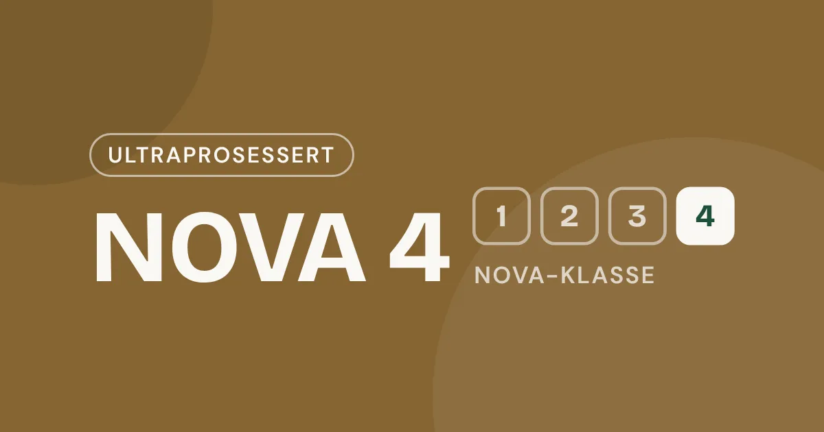 Omslag med teksten «NOVA 4» og NOVA-skalaen fra 1 til 4 der 4 er uthevet