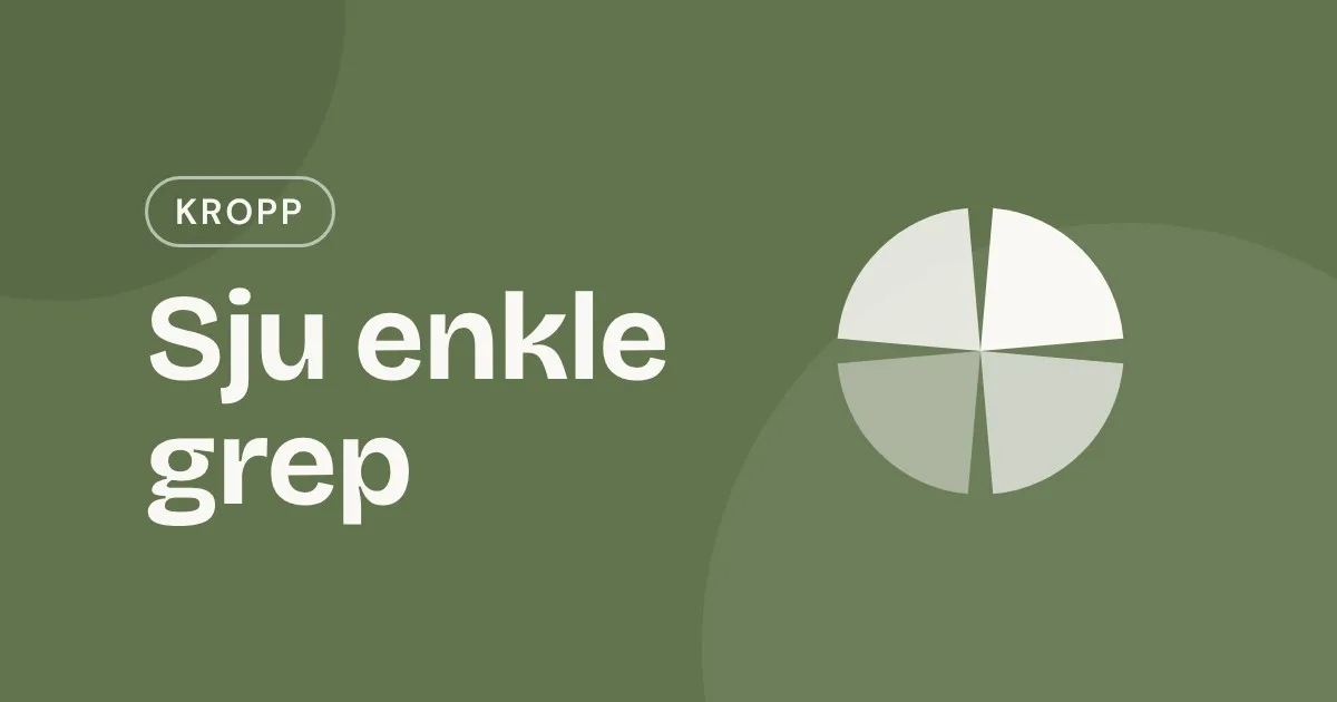 Omslag med teksten «Sju enkle grep» og en tallerken delt i fire deler