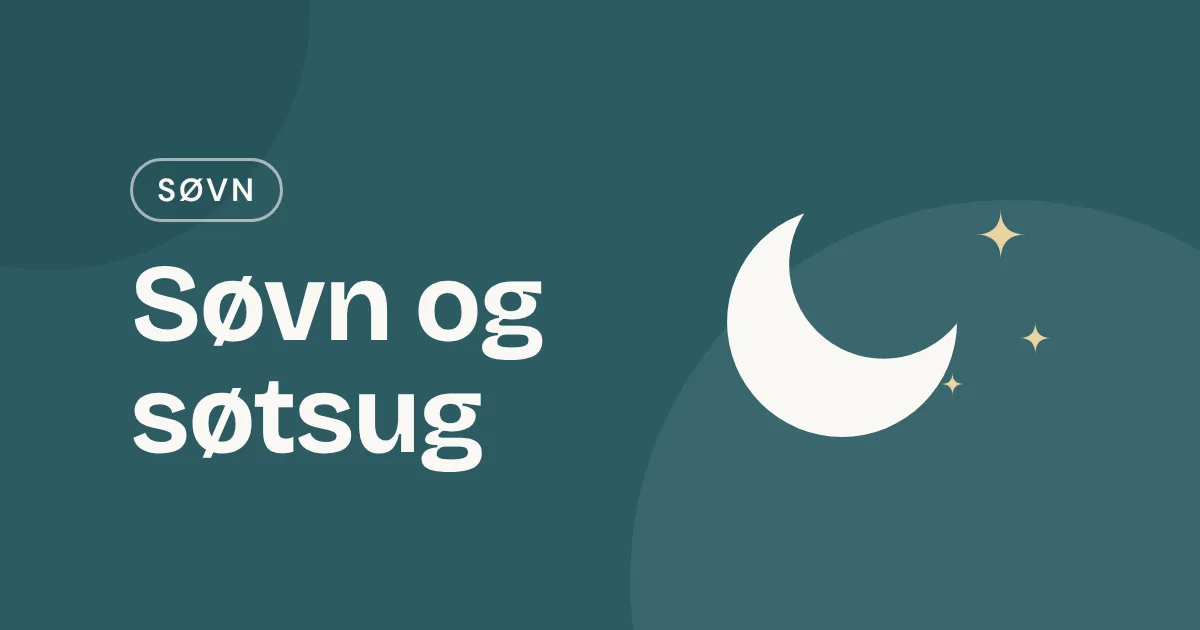 Omslag med teksten «Søvn og søtsug» og en måne med stjerner