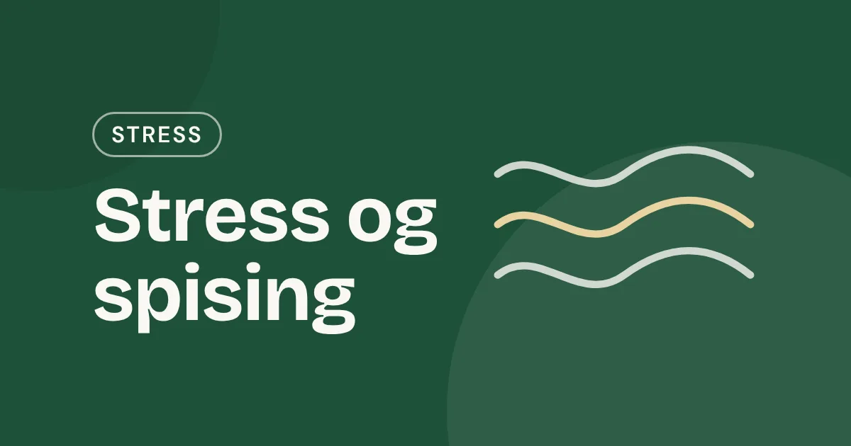 Omslag med teksten «Stress og spising» og tre rolige bølgelinjer