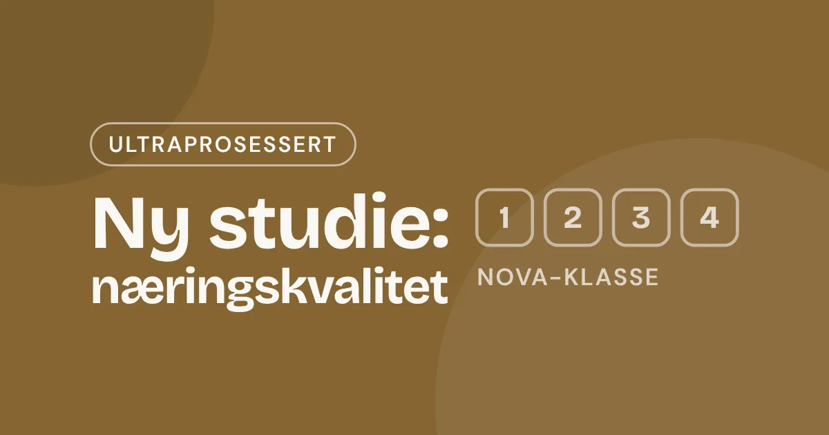Omslag med teksten «Ny studie: næringskvalitet» og NOVA-skalaen fra 1 til 4